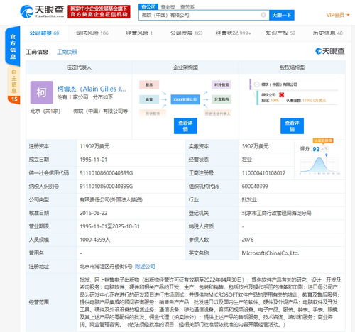 这家巨头怎么了 微软 中国 成被执行人,执行标的超95万